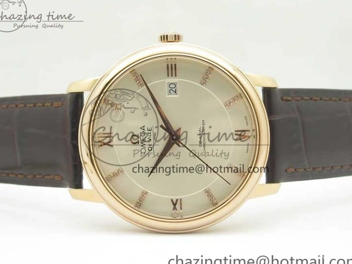 0124 Durable De Ville RG MKF 1:1 Best Edition Silver Dial Diamonds Markers on Brown Leather Strap MIYOTA 9015 V 8047